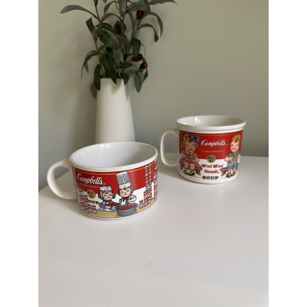 Vintage Campbell's Soup Mugs 2 Set West Wood 1993 & 1997 - M'm! M'm! Good!